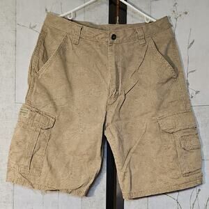 Tan Cargo Shorts with Multiple Pockets